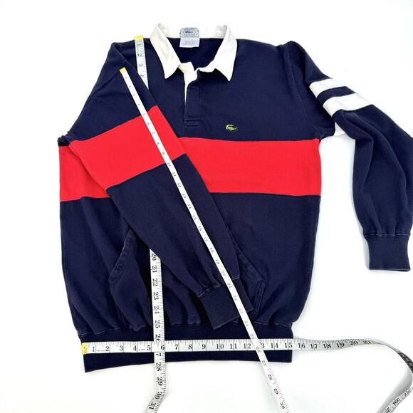 LACOSTE Izod Vintage Multicolour Rugby Long Sleeve Polo Shirt Men’s Size Large - Picture 7 of 8